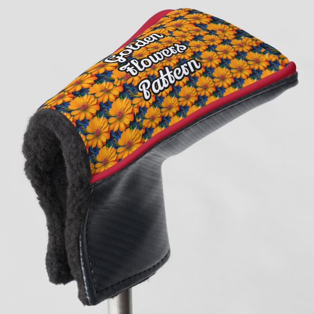 Salmon Pink Floral Pattern Golf Head Cover (3/4 Front)
