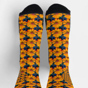 Salmon Pink Floral Pattern Socks