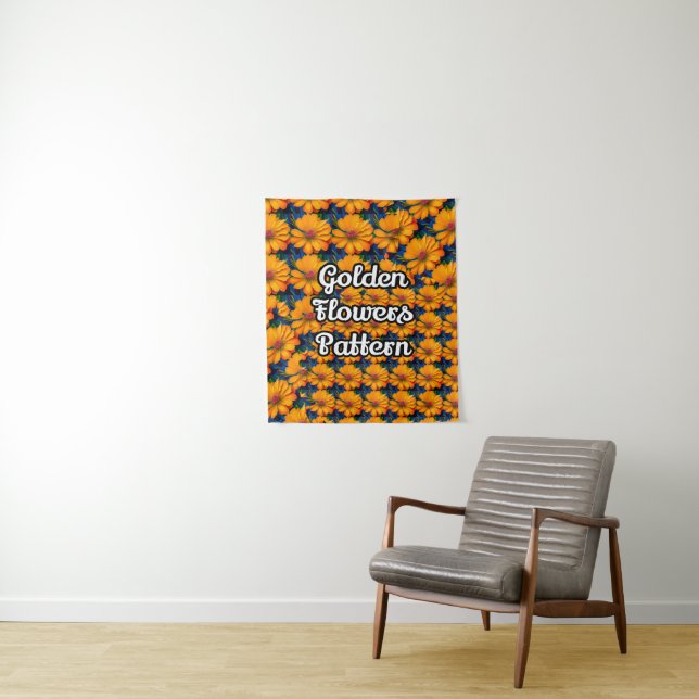 Salmon Pink Floral Pattern Tapestry (In Situ)