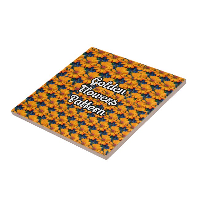 Salmon Pink Floral Pattern Tile (Side)