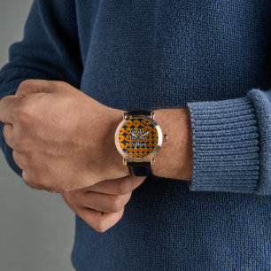 Salmon Pink Floral Pattern Watch