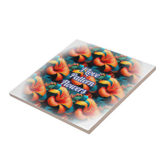 Salmon Pink Flowers Pattern Tile