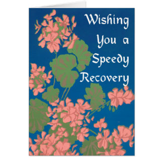 Salmon Pink Geraniums on Deep Blue Get Well