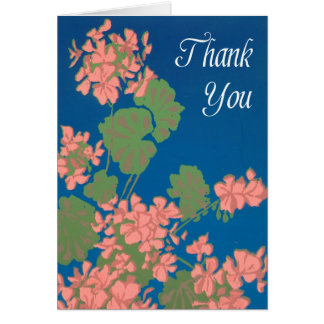 Salmon Pink Geraniums on Deep Blue Thank You