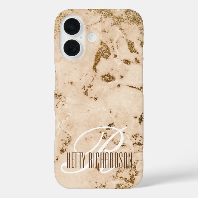 Salmon Pink Glam Marble Effect Glitter Pattern Case-Mate iPhone Case (Back)