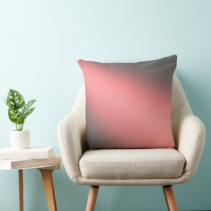 Salmon Pink & Grey ombre moonlight  Cushion