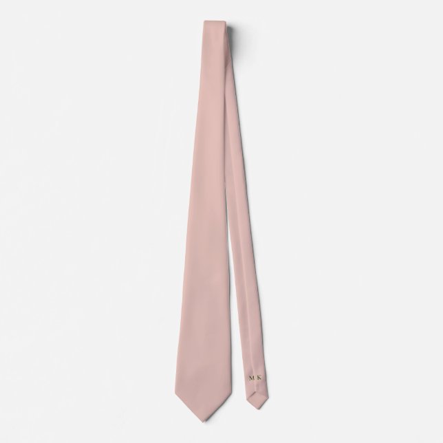 Salmon Pink Groom and Groomsmen Initials Wedding Tie (Front)