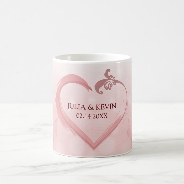 Salmon Pink Heart Coffee Mug (Center)