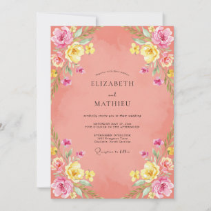 Salmon Pink Luminous Spring Wedding Invitation