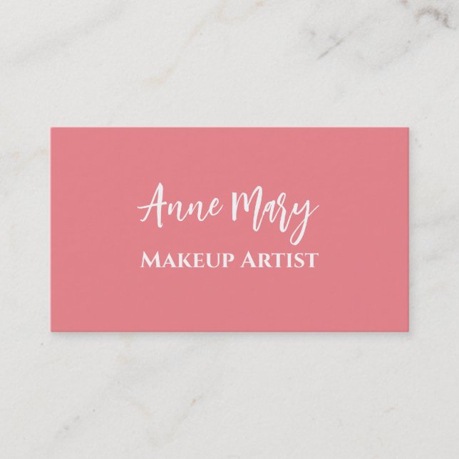 Salmon Pink Makeup Artist Beauty Hair Salon Custom Business Card (Front)