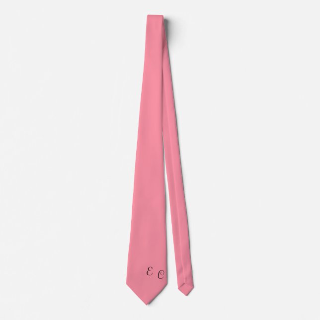salmon pink -monogrammed tie (Front)