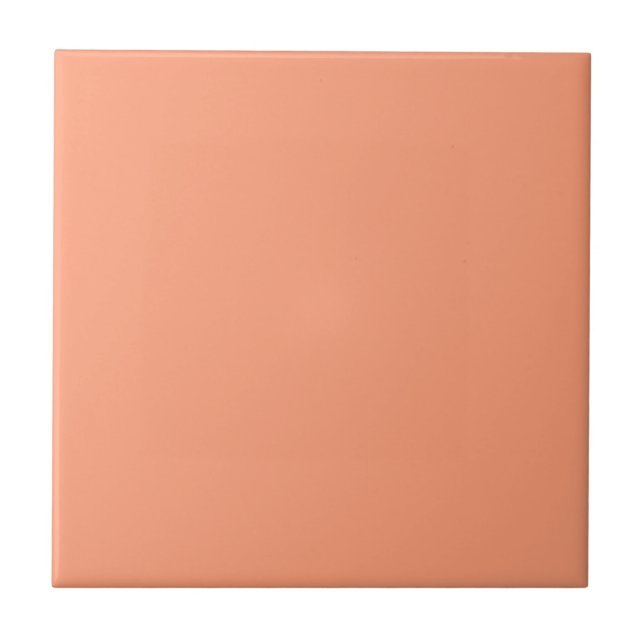 Salmon Pink Orange Solid Colour Plain Tile (Front)