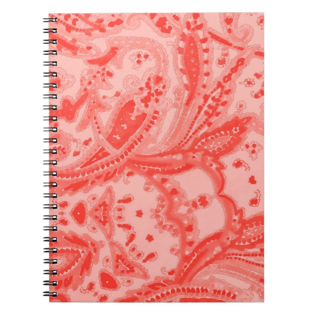 Salmon Pink Paisley Notebook (Front)