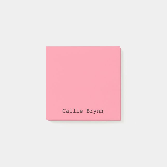 Salmon Pink Professional Minimalist Black Script Post-it Notes (Front)