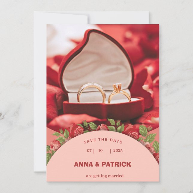 Salmon Pink Roses Frame Wedding Invitation (Front)