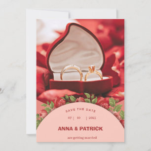 Salmon Pink Roses Frame Wedding Invitation