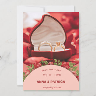 Salmon Pink Roses Frame Wedding Invitation