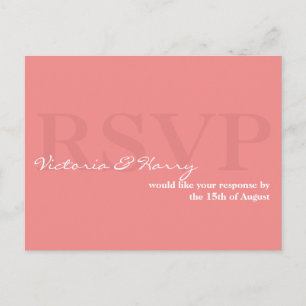 Salmon pink RSVP simple wedding response card