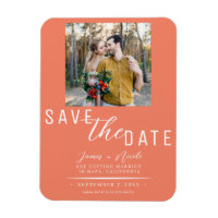 Salmon Pink Save the Date Photo Wedding