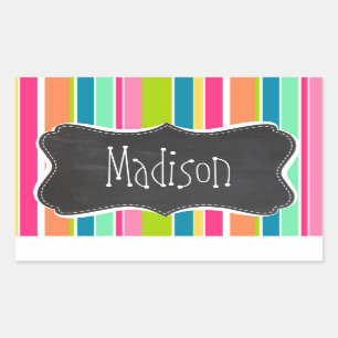 Salmon Pink & Seafoam Green; Vintage Chalkboard Rectangular Sticker