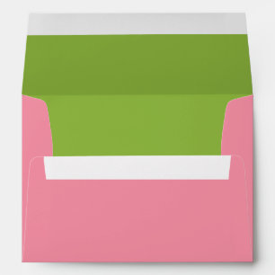 Salmon Pink Solid A7 Envelope Apple Green Liner