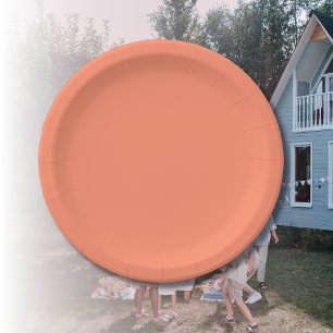 Salmon Pink Solid Color Trendy Color Paper Plate