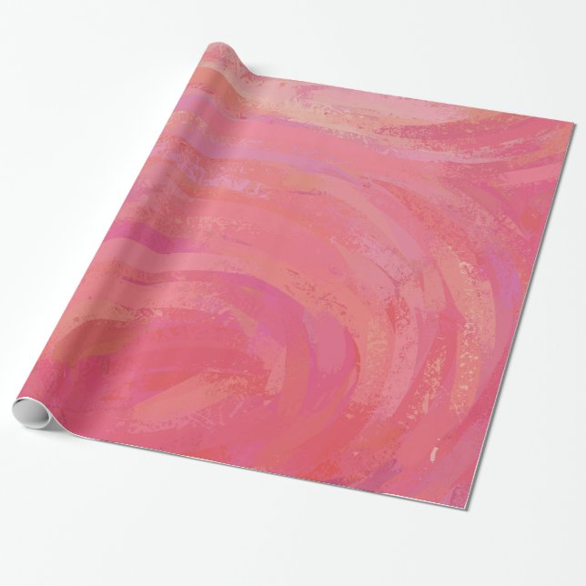 Salmon Pink Swirl Wrapping Paper (Unrolled)