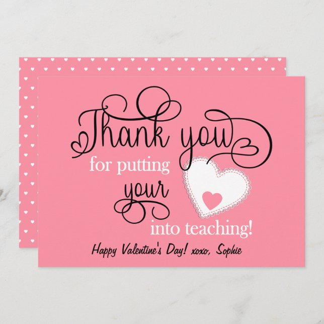 Salmon Pink Teacher's Valentine's Day (Front/Back)