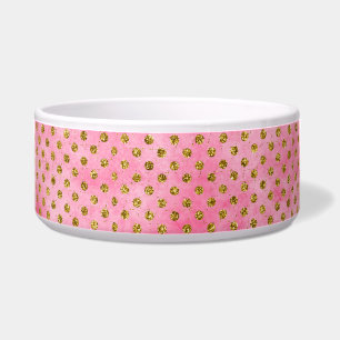 Salmon Pink Watercolor with Gold GLitter Polka Dot