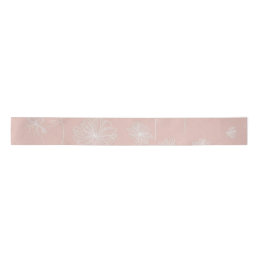 Salmon pink with a delicate white Floral vintage  Satin Ribbon