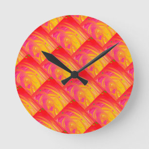 Salmon pink with sunshine orange art design        round clock