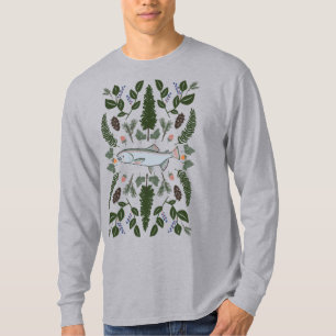 Salmon PNW Nature Fir Ferns Berries Foraging Feast T-Shirt