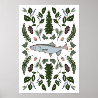 Salmon PNW Nature Fir Ferns Berries Forest Forage