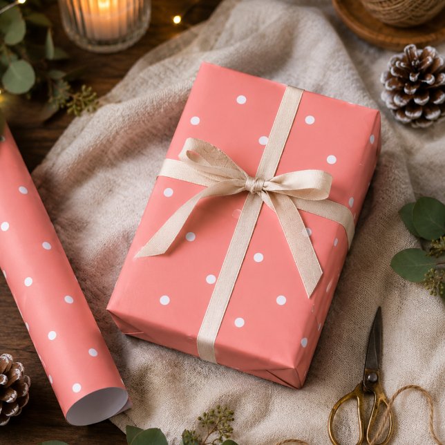 Salmon Polka Dots  Wrapping Paper (Creator Uploaded)