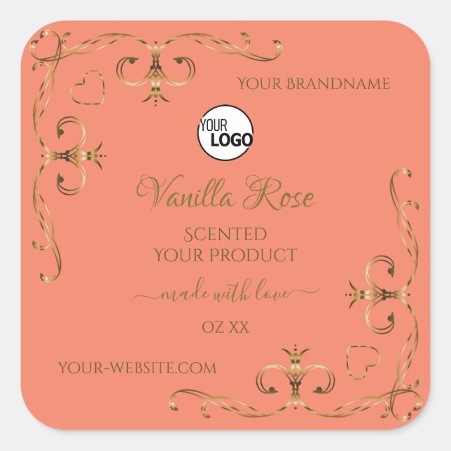 Salmon Product Labels Gold Ornate Corner with Logo (Front)