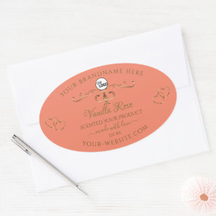 Salmon Product Labels Gold Ornate Hearts with Logo