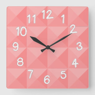 Salmon Pyramids  Square Wall Clock