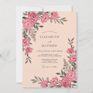 Salmon Refined Vintage Wedding Invitation