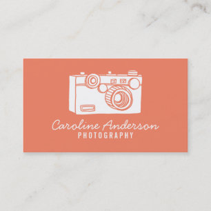 Salmon Retro Camera Photographer Business Card