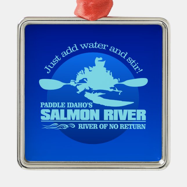 Salmon River (Blue) Metal Tree Decoration (Front)