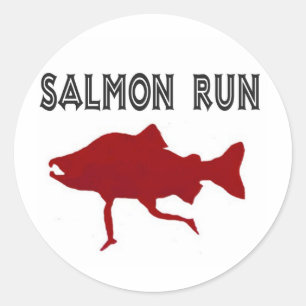 salmon Run Red Classic Round Sticker