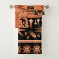Salmon Southwestern Kokopelli Bath Towel Set