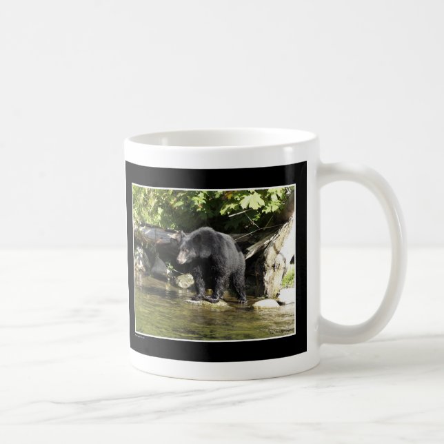 "Salmon Spotting" Black Bear Gifts Coffee Mug (Right)