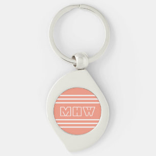 Salmon Stripes custom monogram key chain