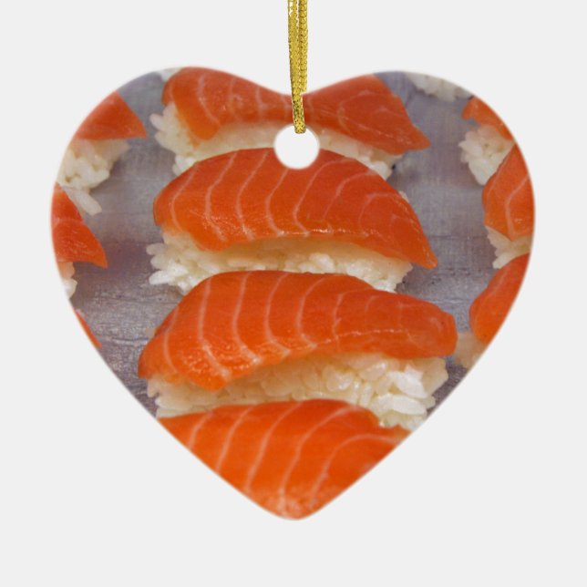 Salmon Sushi - Sashimi Ceramic Tree Decoration (Front)