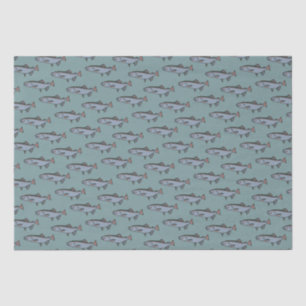 Salmon Swimming Pattern PNW Fishing Fish Gift Wrap Tissue Paper
