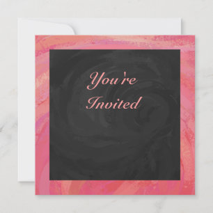 Salmon Swirl and Black Party Invitation