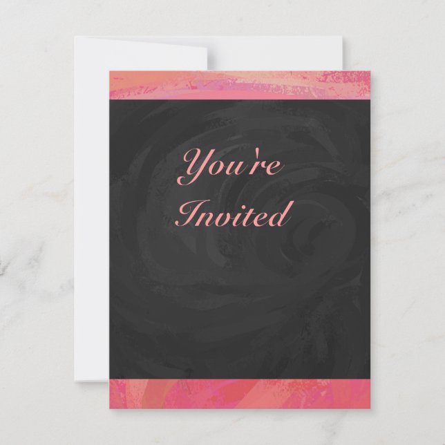 Salmon Swirl and Black Party Invitation (Front)