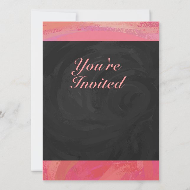Salmon Swirl and Black Party Invitation (Front)