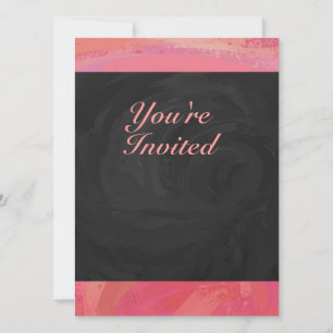 Salmon Swirl and Black Party Invitation